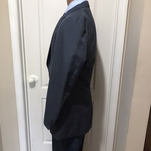 HART SCHAFFNER & MARX VIRACLE 42L* Blazer Gray PINSTRIPE‎  Sport Coat Vintage - Picture 2 of 10